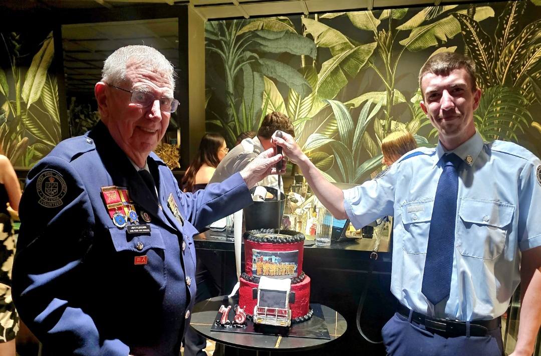 National Medal recipient Jeff Fletcher with brigade member Ryan Anderson